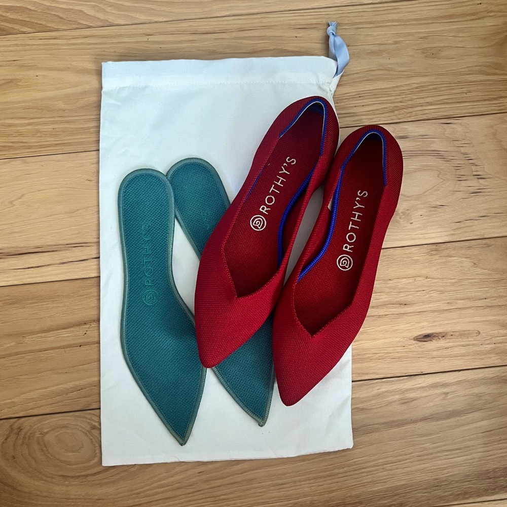 Rothy’s Red Pointed Flats size women’s 9
